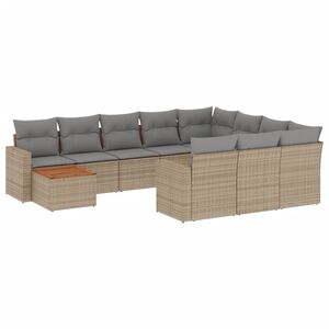 vidaXL havesofas&aelig;t 11 dele med hynder polyrattan beige