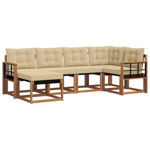 vidaXL Udend&oslash;rs sofagruppe med pude 6 pcs Naturlig og Beige