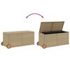 vidaXL opbevaringsboks med hjul 283 l polyrattan beige