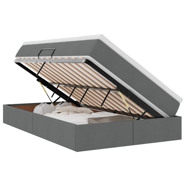 vidaXL Seng med opbevaring og madras M&oslash;rkegr&aring; 120 x 190 cm Polyester