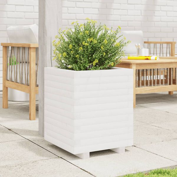 vidaXL plantekasse 40x40x49,5 cm massivt fyrretræ hvid