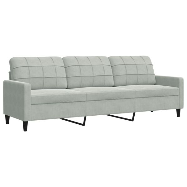vidaXL 3-personers sofa 210 cm fløjl lysegrå