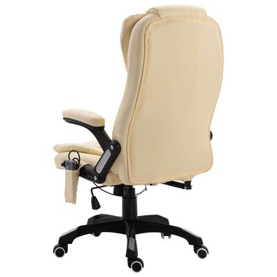vidaXL kontorstol med massagefunktion polyester cremefarvet