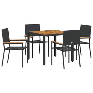 vidaXL Have Spisebordss&aelig;t 5 pcs Sort polyrattan