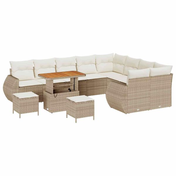 vidaXL Havesofa S&aelig;t 12 pcs Beige polyrattan