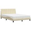 vidaXL seng med madras Hanko 120x200 cm stof cremefarvet