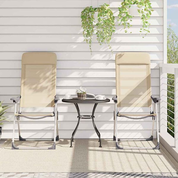 vidaXL foldbare campingstole 2 stk. aluminium cremefarvet