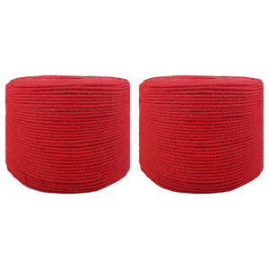 vidaXL Bomulds Snor 2 stk. 2 mm 100 m R&oslash;d 100% Bomuld