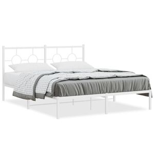vidaXL sengeramme med sengegavl 150x200 cm metal hvid