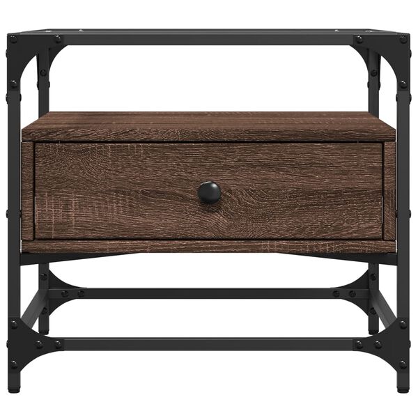 vidaXL sofabord med glasplade 50x50x45 cm brun egetræsfarve Stål