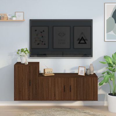 vidaXL tv-skabe 2 stk. konstrueret træ brun egetræsfarve