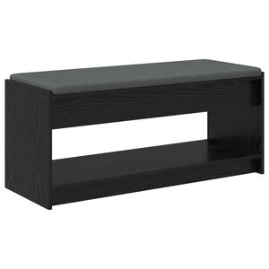 vidaXL Hallb&aelig;nk Sort Eg 103 x 38 x 45 cm Kunstigt tr&aelig; og stof