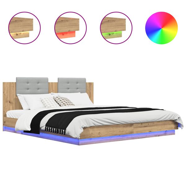 vidaXL Sengestel med hovedg&aelig;rde Artisan Egetr&aelig; 180 x 200 cm