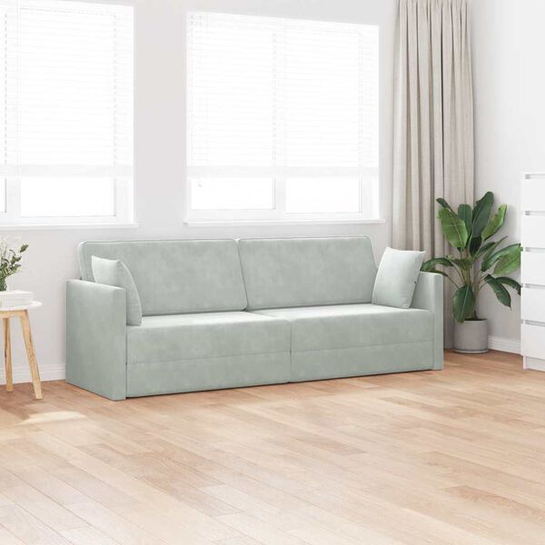 vidaXL Gulvsovesofa Lysegrå 213 x 70 x 77 cm Fløjl