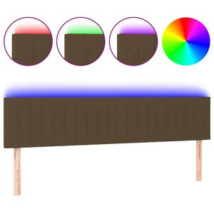 vidaXL sengegavl med LED-lys 160x5x78/88 cm stof m&oslash;rkebrun