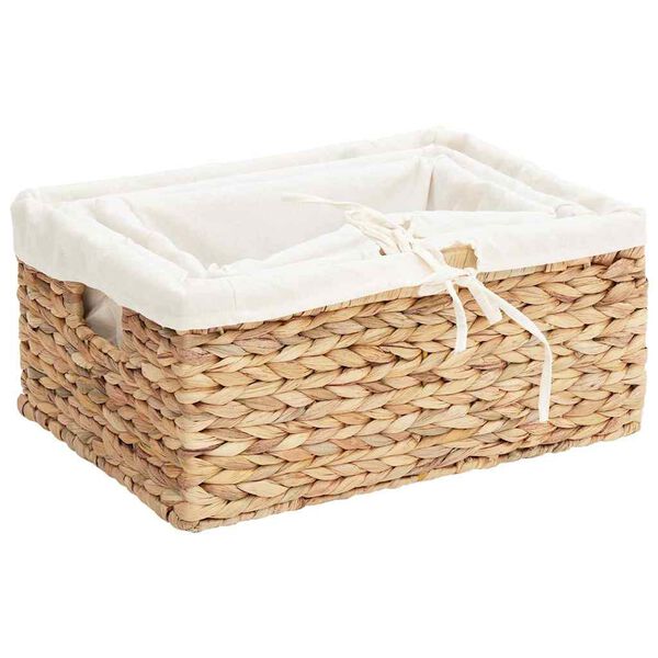 vidaXL Opbevaringskurve 3 pcs Naturfarvet 40 x 30 x 18 cm Vandhyacint