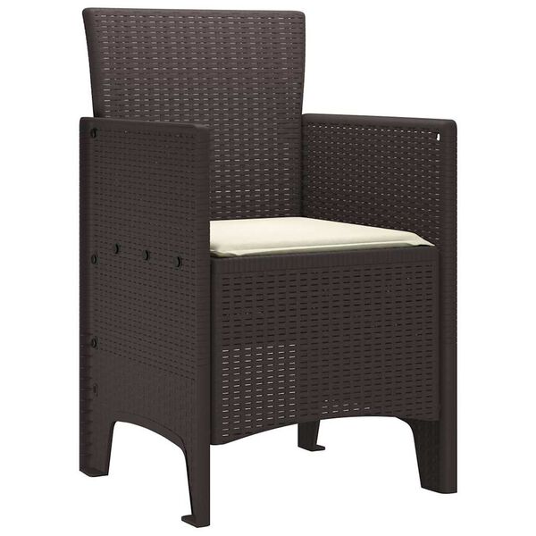 vidaXL Have Stol med pude 4 pcs Brun 53 x 49 x 85 cm Polypropylen