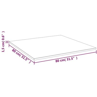 vidaXL firkantet bordplade 80x80x1,5 cm behandlet massivt eg lysebrun