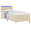 vidaXL LED Box Spring Bed med madras med LED Creme 100 x 200 cm Stof