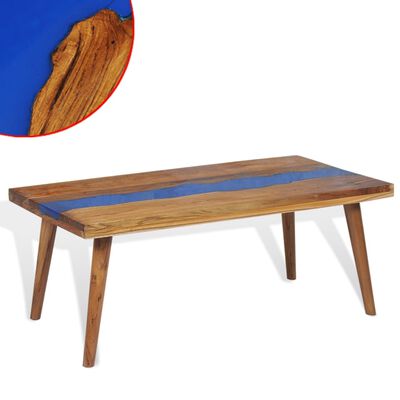 vidaXL sofabord i teaktræ og plastik 100 x 50 x 40 cm