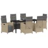 vidaXL Have Spisebordss&aelig;t med pude 7 pcs Beige polyrattan