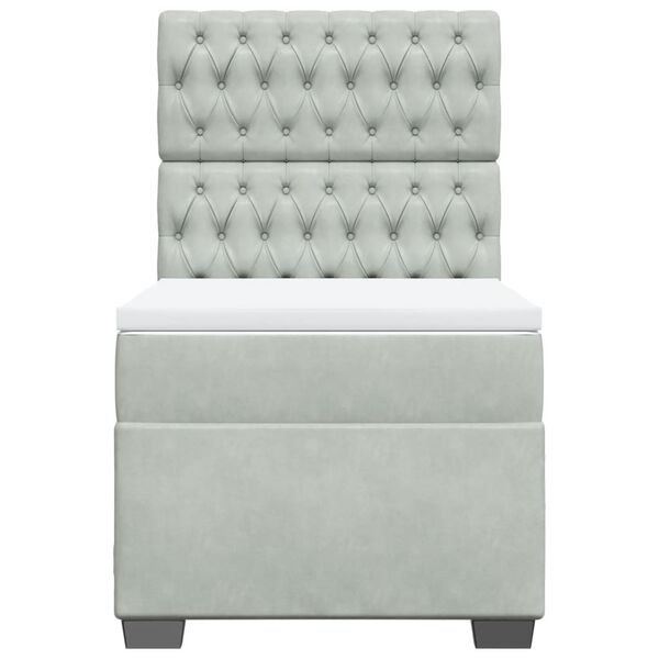 vidaXL kontinentalseng med madras 100x200 cmfl&oslash;jl lysegr&aring;