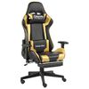 vidaXL drejelig gamingstol med fodst&oslash;tte PVC guldfarvet