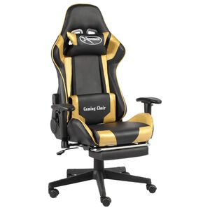 vidaXL drejelig gamingstol med fodst&oslash;tte PVC guldfarvet