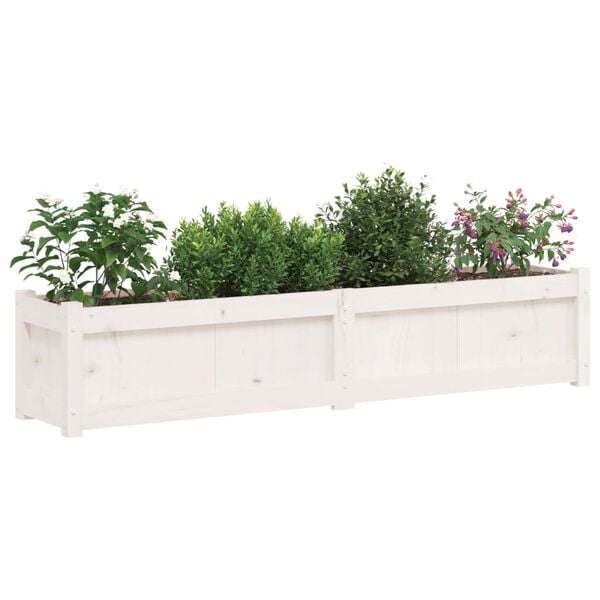 vidaXL plantekasse 150x31x31 cm massivt fyrretræ hvid