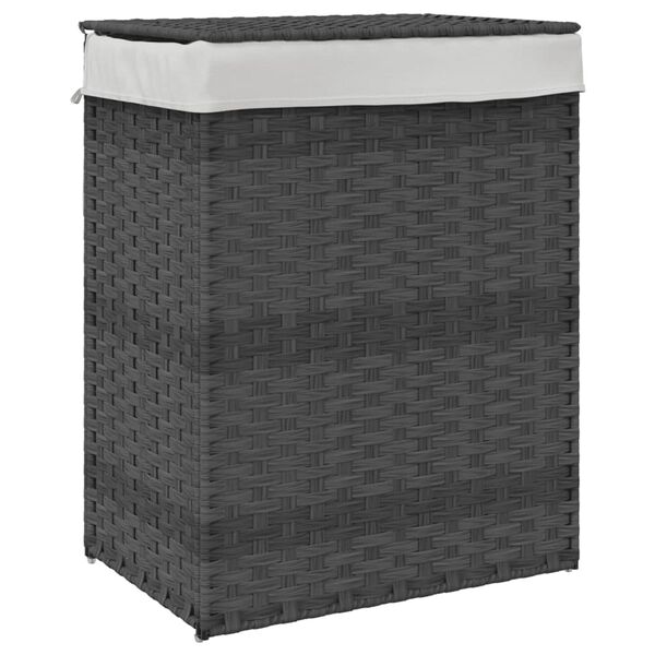 vidaXL vasketøjskurv med låg 46x33x60 cm polyrattan grå