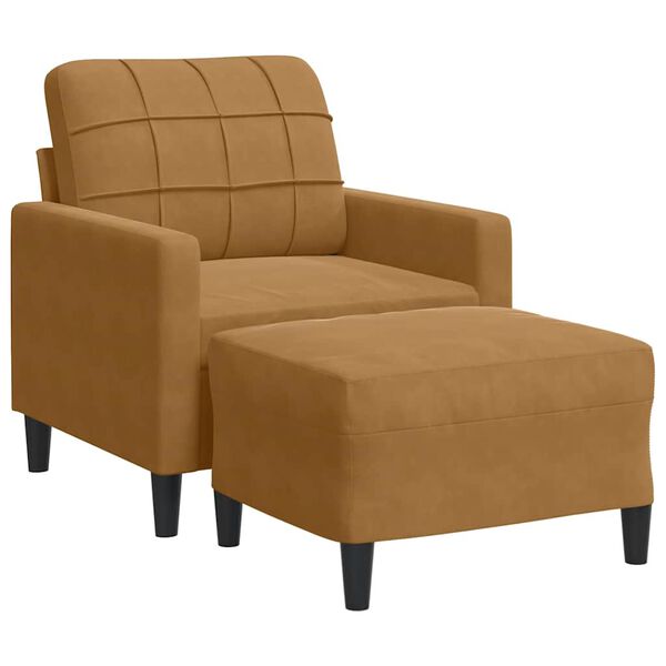 vidaXL sofastol med fodskammel 60 cm velour brun