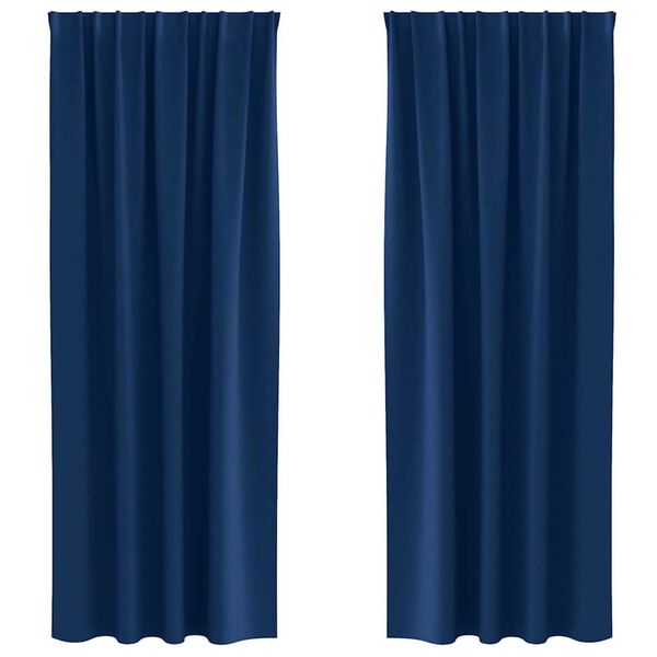 vidaXL M&oslash;rkl&aelig;gningsgardiner med ringe 2 pcs M&oslash;rk bl&aring; 245 x 140 cm