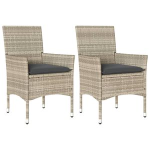 vidaXL havestole 2 stk. med hynder polyrattan lysegr&aring;