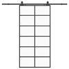 vidaXL skyded&oslash;r med hardwares&aelig;t 90x205 cm ESG glas sort