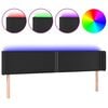 vidaXL sengegavl med LED-lys 183x16x78/88 cm kunstl&aelig;der sort