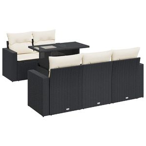 vidaXL sofas&aelig;t til haven 6 dele med hynder polyrattan sort