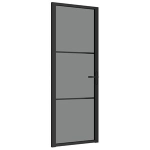 vidaxL d&oslash;r 76x201,5 cm sikkerhedsglas og aluminium sort
