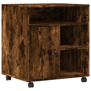 vidaXL printerstativ med hjul 60x50x67 cm røget egetræsfarve