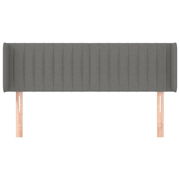 vidaXL sengegavl med kanter 147x16x78/88 cm stof m&oslash;rkegr&aring;