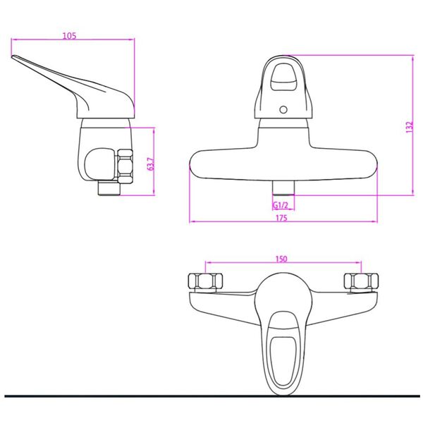 SCHÜTTE blandingsbatteri til bruser PORTO krom