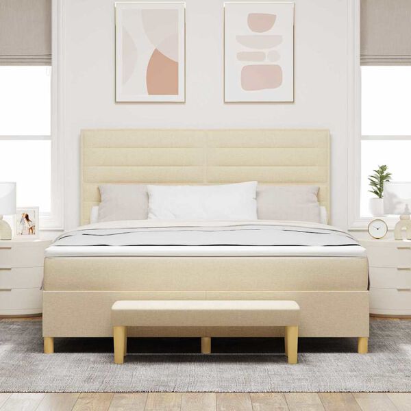 vidaXL Box spring seng med madras Creme 180 x 200 cm Stof