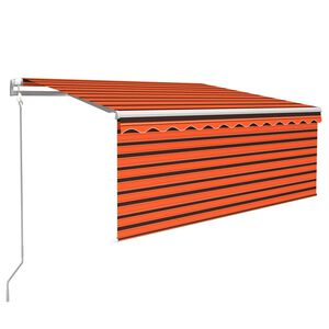 vidaXL markise m. gardin+LED+vindsensor 3,5x2,5 m auto orange/brun
