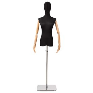 vidaXL Justerbar mannequin 165-213 cm med base Kvinde PP Sort
