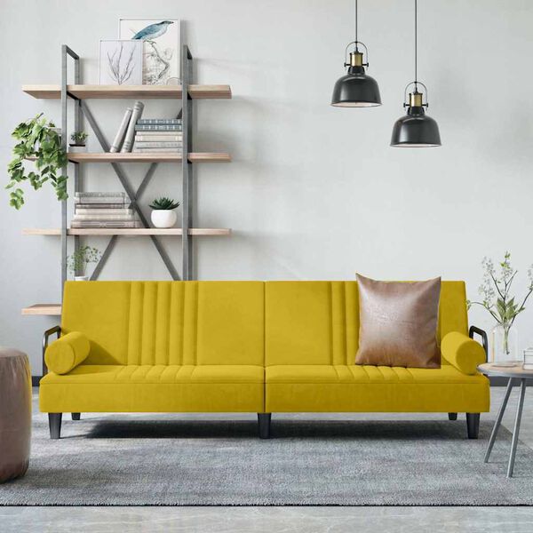 vidaXL sovesofa med arml&aelig;n velour gul