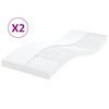 vidaXL skummadrasser 2 stk. 90x200 cm 7 zoner h&aring;rdhed 20 ILD hvid