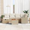 vidaXL Havesofa S&aelig;t med pude med opbevaring 7 pcs Beige Poly rattan