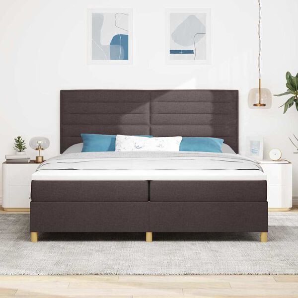 vidaXL Box spring seng med madras M&oslash;rk Brun 200 x 200 cm Stof