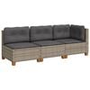 vidaXL 3-personers havesofa med hynder polyrattan gr&aring;