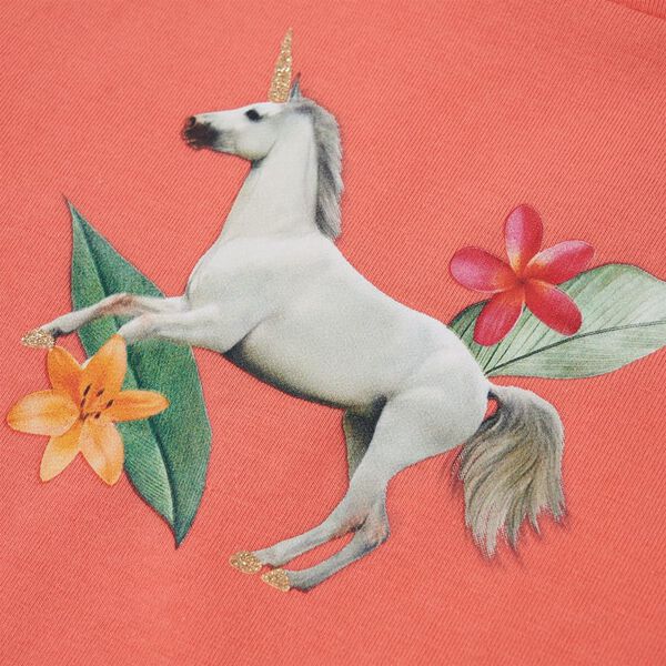 T-shirt til børn str. 140 koralfarvet