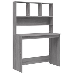 vidaXL skrivebord med hylder 102x45x148 cm konstrueret tr&aelig; gr&aring; sonoma